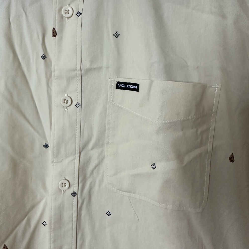 Volcom Men's Cream/Yellow Patterned Button Down Shirt‎ - Picture 4 of 9